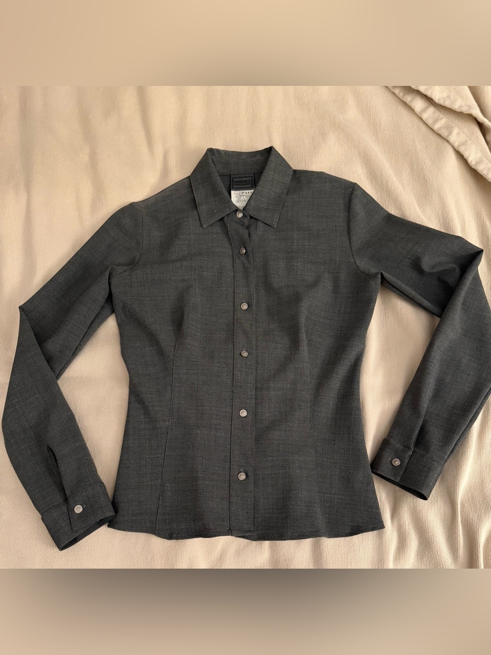 Versace Women’s Dark Gray Tailored Buttondown long sleeve shirt size small